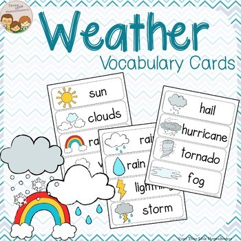 Preview of Weather Vocabulary Word Wall Cards plus Write and Wipe version