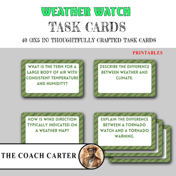 Preview of Weather Watchers: Interactive Task Cards for Meteorology Exploration (3x5in)
