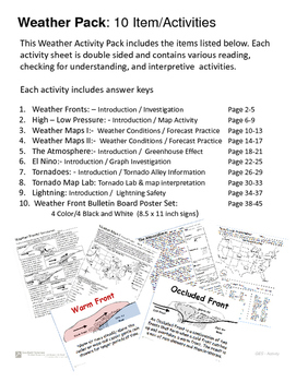 Preview of Weather - Weather 10 Item / Activity Pack - Worksheets