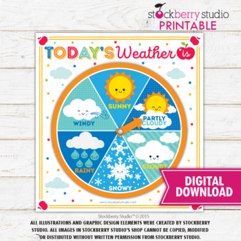 Preview of Weather Wheel Printable Today's Weather Circle Time Activity Learning Preschool