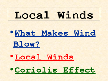 Preview of Weather: Winds PowerPoint (Wind Rules, Air Pressure, and MANY Local Winds)