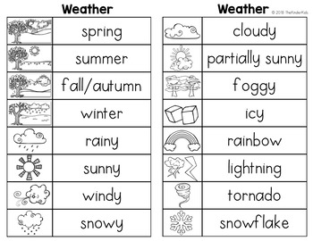 weather word list writing center by the kinder kids tpt