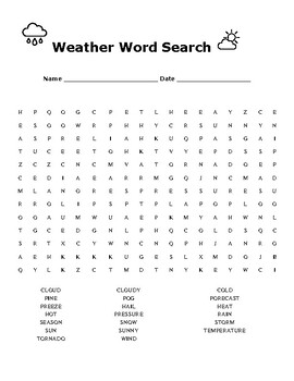 Weather Word Search by Delta Dawg Dancing | TPT
