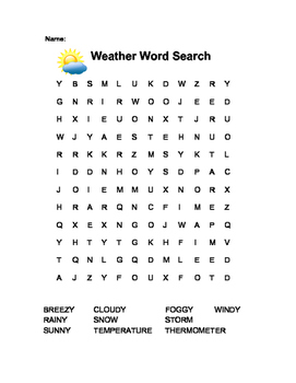 Weather Word Search by Andrea Yee | TPT