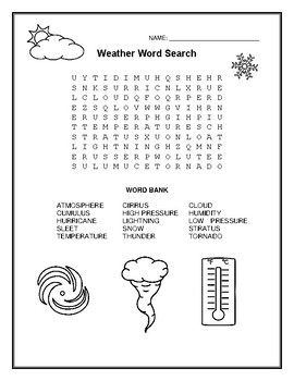 Weather Word Search by The Science Shark | Teachers Pay Teachers