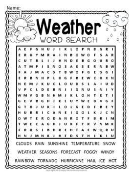 Weather Word Search Activity by Happy Teacher Happy Students | TpT