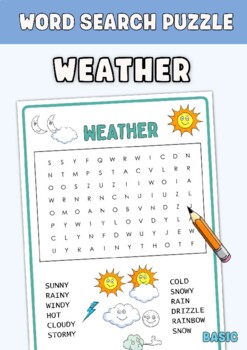 Preview of Weather Word Search Puzzle Worksheet Activities