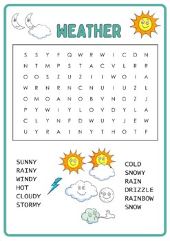 Weather Word Search Puzzle Worksheet Activities by Let's Study | TPT
