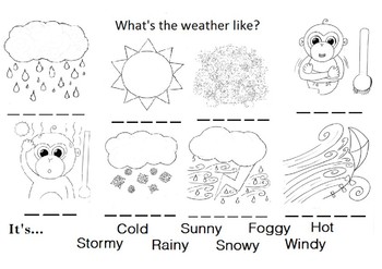 Download Weather Worksheet by Basic English Flashcards and Colouring | TpT