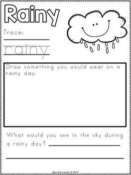Weather Worksheets by My Little Lesson | Teachers Pay Teachers