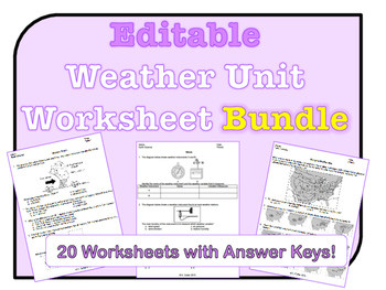 Preview of Weather Worksheets *EDITABLE BUNDLE*