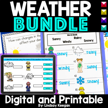 Preview of Weather Activities and Weather Worksheets plus Digital Activities Bundle