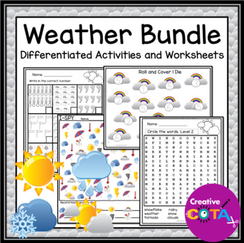 Preview of Occupational Therapy Weather Writing and Math Activities and Worksheets