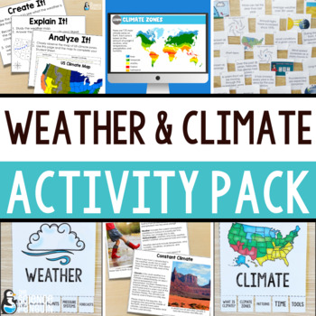 Preview of Weather and Climate Activities Pack | Slides & Notes, Flipbooks, Sort, Stations