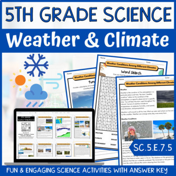 Weather and Climate Activity & Answer Key 5th Grade Earth Science