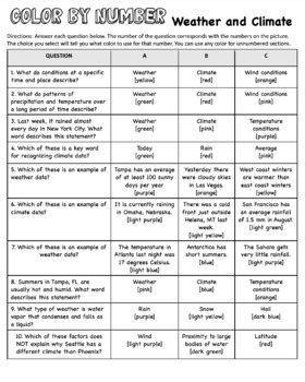 Weather and Climate Color By Number