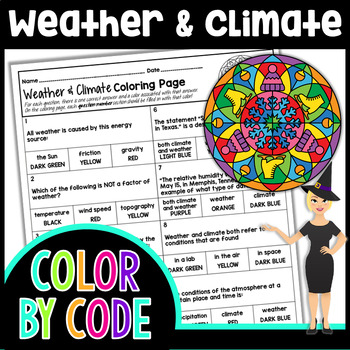 Preview of Weather and Climate Color By Number | Science Color By Number