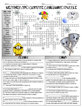 Weather and Climate Crossword Puzzle by Bearcat Science TPT