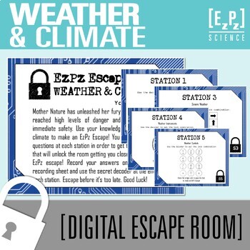 Preview of Weather and Climate Escape Room Activity | Science Review Game