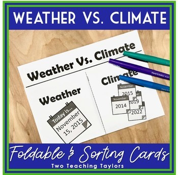 Preview of Weather vs Climate Activity: Interactive Foldable and Sorting Cards