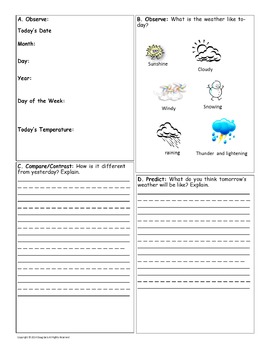 Daily Weather Journal Third Grade by That Science Guy | TPT