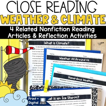 Preview of Weather and Climate Reading Passages Activities Worksheets 3rd 4th 5th Grade