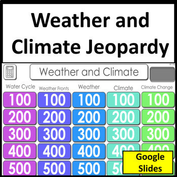 Preview of Weather and Climate Science Review and NGSS Test Prep Jeopardy Game