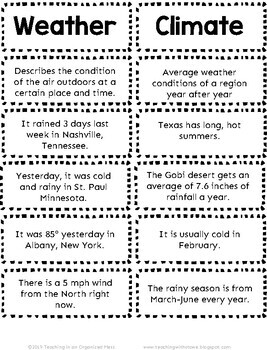 Weather and Climate Activities-Differentiate Between Weather and Climate