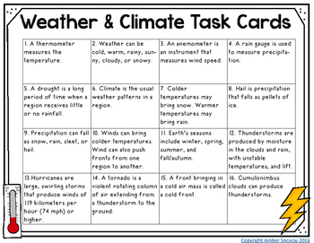 Weather and Climate Task Cards by Amber Socaciu | TpT