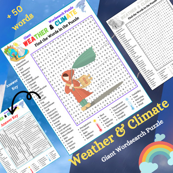 Preview of Weather and Climate Vocabulary Giant WordSearch Puzzle