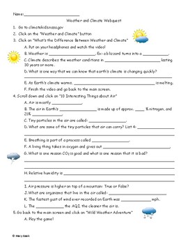 Preview of Weather and Climate Webquest