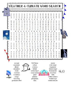 Preview of Weather and Climate Word Search Puzzle