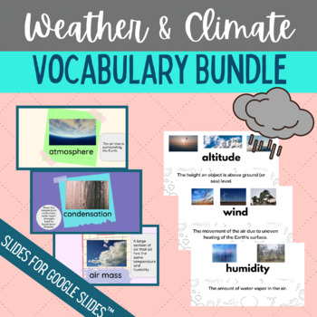Preview of Weather and Climate Word Wall and Digital Flashcard Bundle NGSS Earth Science