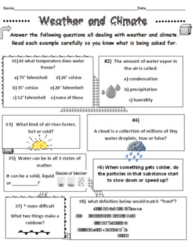 weather and climate worksheets set of 4 by david filipek tpt