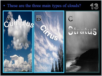 Preview of Weather and Oceans, Water Cycle, Clouds, Quiz Game