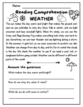 Weather and Rainbow Reading Comprehension Passages | Questions and Answer