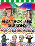 Weather and Season Word List and Word Wall Cards