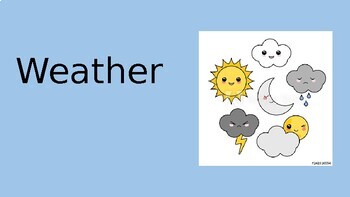 Preview of Weather and Seasons PowerPoint with pictures & questions