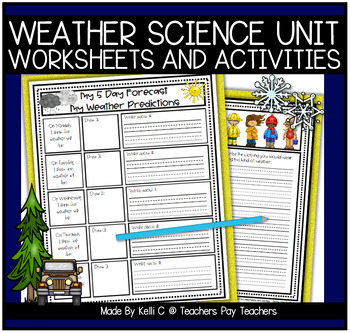 Preview of Weather Unit Including Weather Tools Vocabulary Charts and Writing Activities