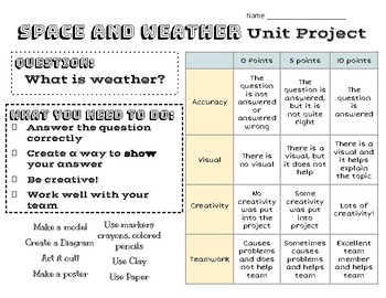 Preview of Weather and Space Unit Project