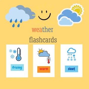 Preview of Weather and Temperature Words Vocabulary Flashcards.