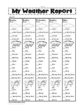 Weather Report Chart Worksheet