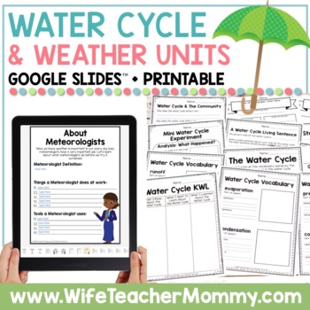 Weather and Water Cycle Activities, Units, Posters, Bundle PRINTABLE ...
