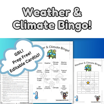 Preview of Weather & climate Vocabulary Bingo!