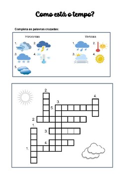 Preview of Weather crossword worksheet in Portuguese