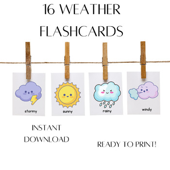 Preview of Weather flashcards | Weather activities | Weather matching game