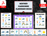 Weather flashcards for kids .Classroom Decor , printable e