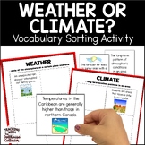 Weather vs Climate Vocabulary Sorting Activity for 5th Gra