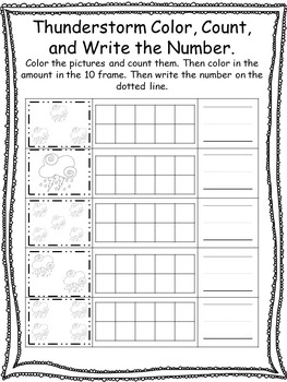 weather themed color count and write the number preschool kindergarten math