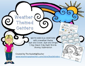 Preview of Weather themed Math and ELA Centers